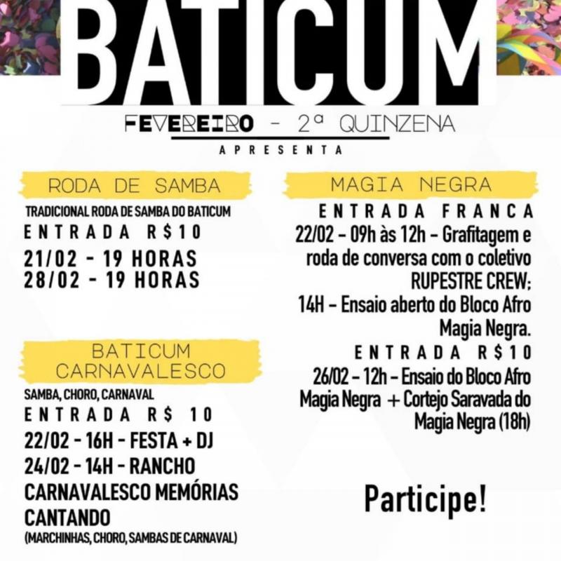 Confira a programao do Baticum nesse Carnaval